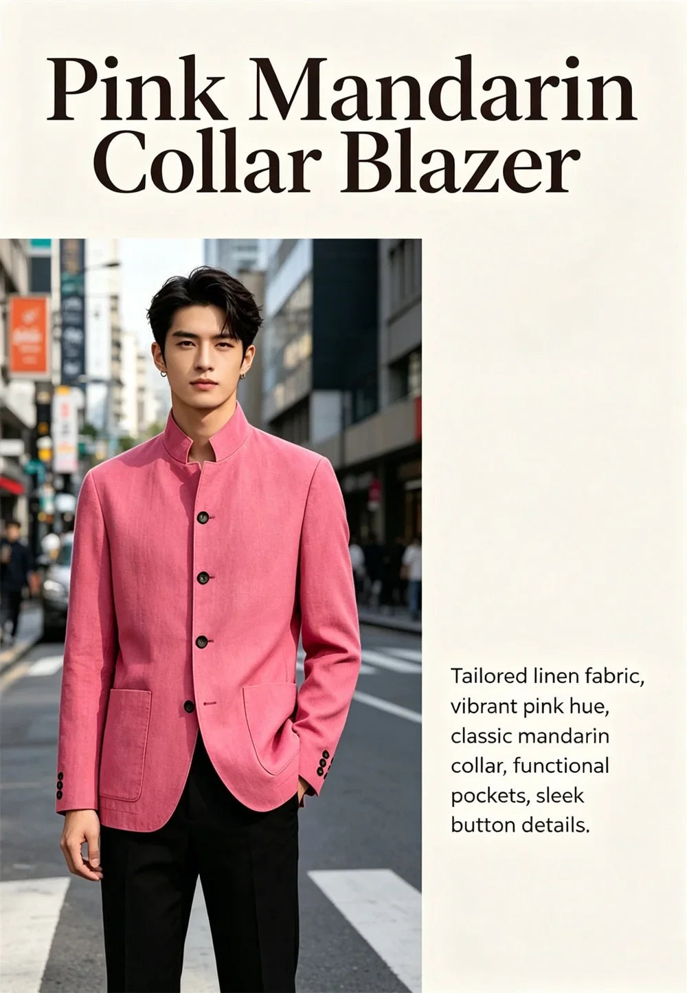Men's Linen Blend Blazer Single Breasted 4 Buttons Patch Pockets Slim Fit Business Wedding Daily Breathable Fashion Casual Coat