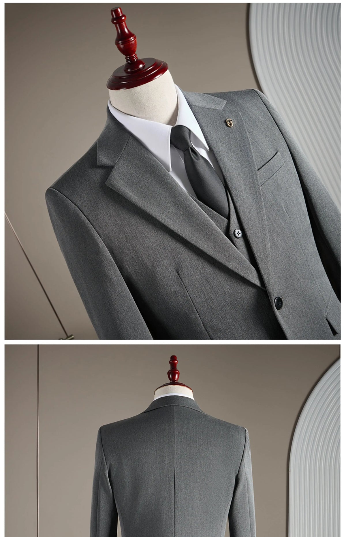 High-quality, fashionable, stylish, versatile and trendy business casual one-button suit set, three-piece set, groom's dress sui