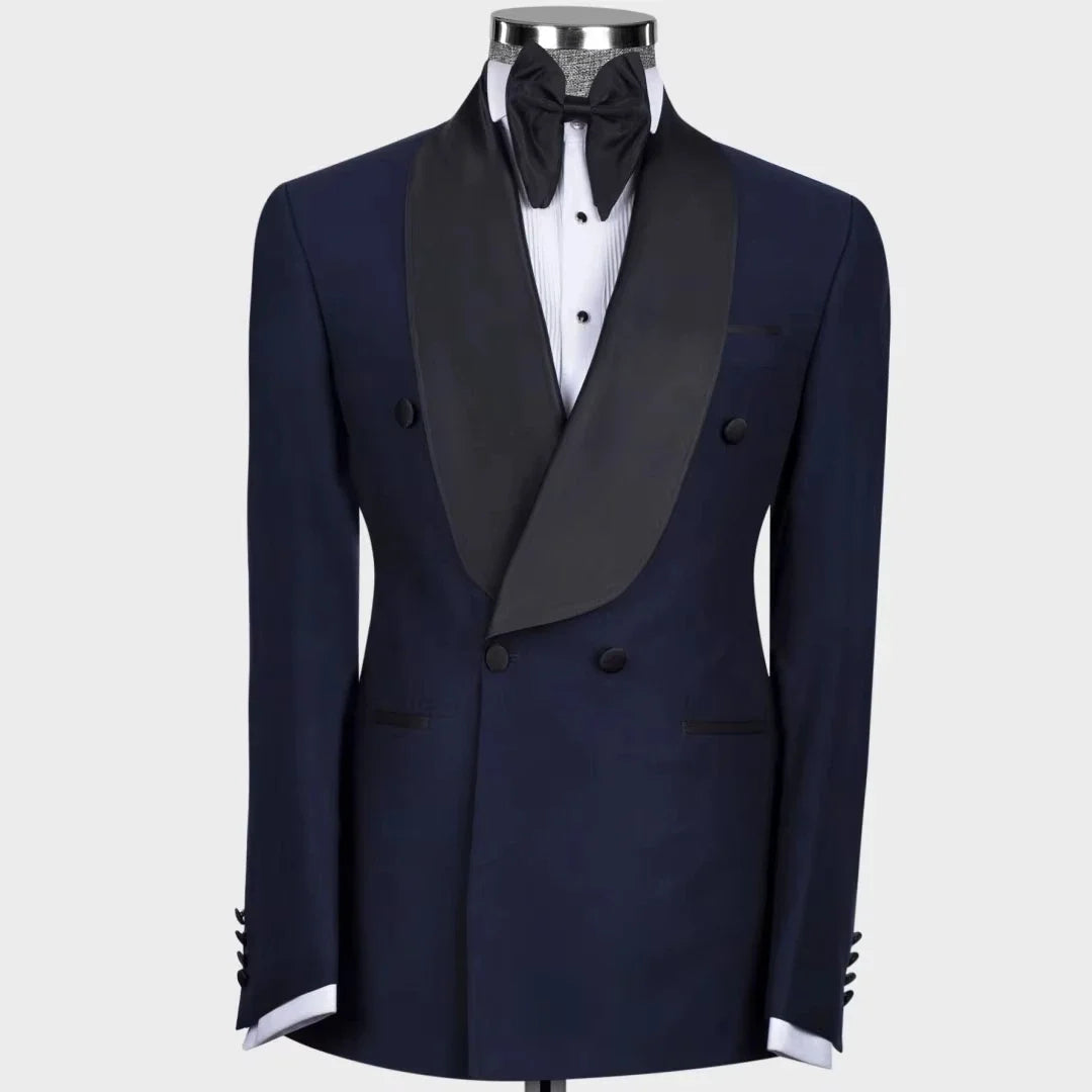 Luxury Fashion Men Suit 1 Piece Black With Bright Lapel Double Button For Wedding Banquet Work Office Business Casual Jacket