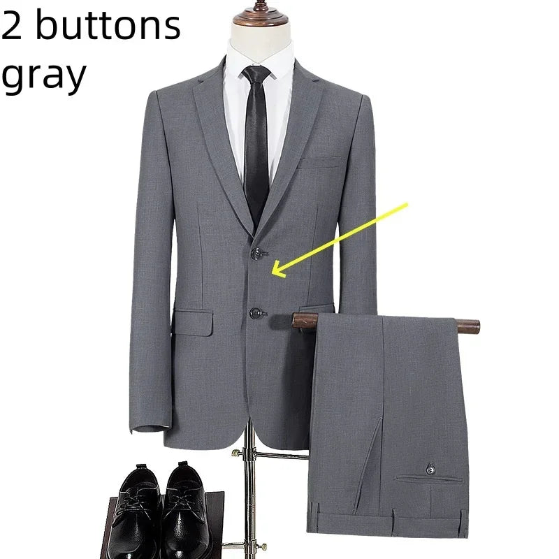 Men's Slim Fit Single Breasted Suit – Casual & Formal Two-Piece Set for Weddings & Business