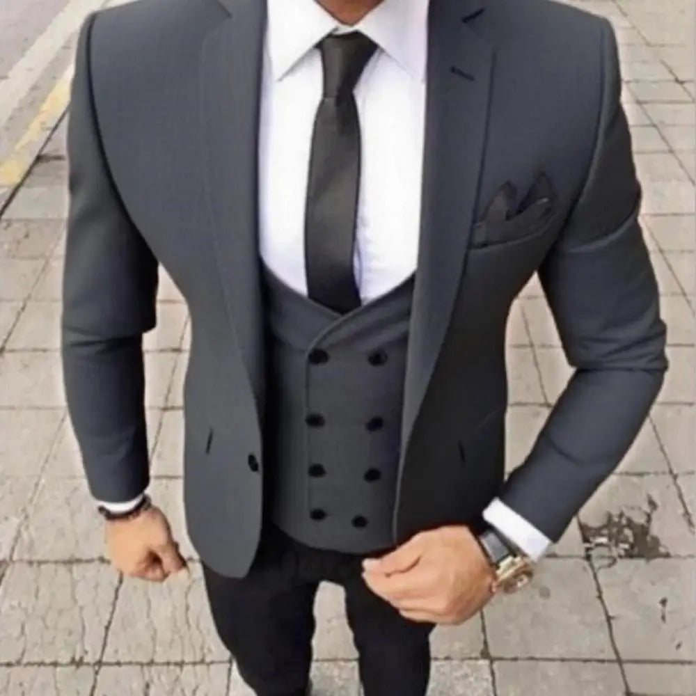 Ensemble de costume 3 pièces coupe ajustée marron pour homme avec blazer, gilet et pantalon - Tenue décontractée pour mariage, bal de promo, affaires, smoking de marié