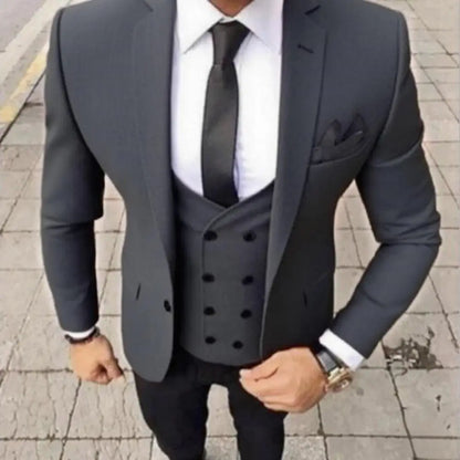 Ensemble de costume 3 pièces coupe ajustée marron pour homme avec blazer, gilet et pantalon - Tenue décontractée pour mariage, bal de promo, affaires, smoking de marié