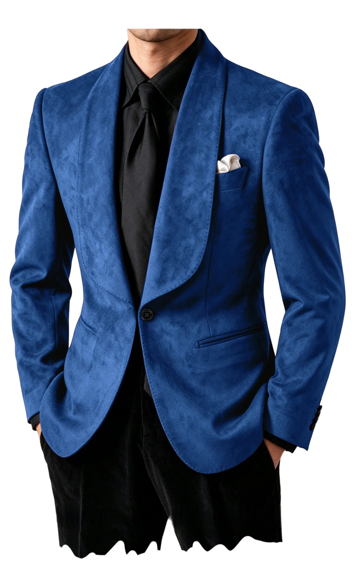 Luxury Men's Faux Suede Blazer Shawl Lapel 1 Button Slim Fit Tuxedo Jacket Business Casual For Wedding Party Prom Suit Coat