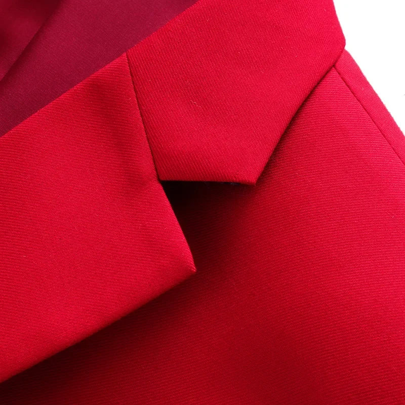 2 Pieces Fashion New Men's Business Double Breasted Solid Color Suit Coat Male Slim Fit Wedding Blazers Jacket Pants Trousers