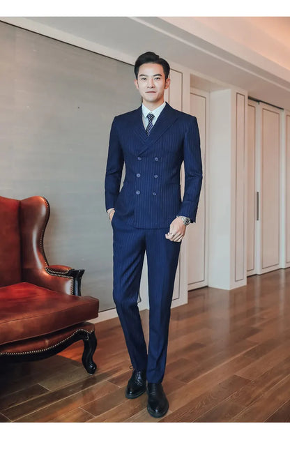 Men's Three-Piece Suit – Double Breasted Slim Fit Formal Suit for Men in Multiple Colors