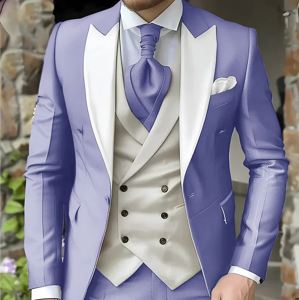 Costume de mariage pour homme à revers pointu de haute qualité coupe slim Vestes Col pointu croisé Carnavals hommes Le dernier