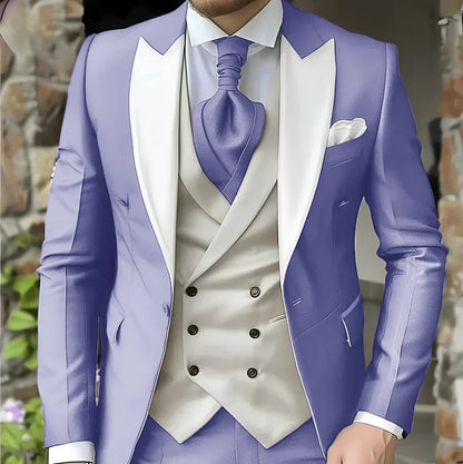 Costume de mariage pour homme à revers pointu de haute qualité coupe slim Vestes Col pointu croisé Carnavals hommes Le dernier