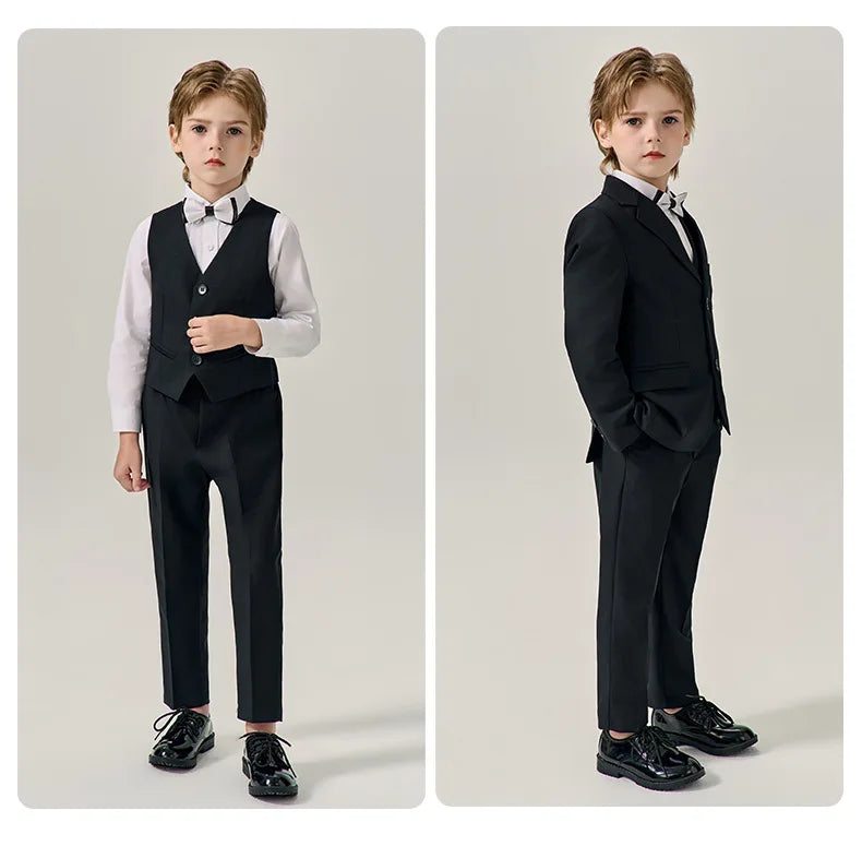 Prince Kids Green Jakcet Vest Pants Bowtie Piano Party Dress Boys Wedding Ceremony Photograph Suit Children Performance Costume