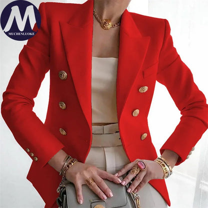 Women's Korean Fashion Long Sleeve Blazer Casual Loose Office Coat Spring Autumn Versatile New Clothing