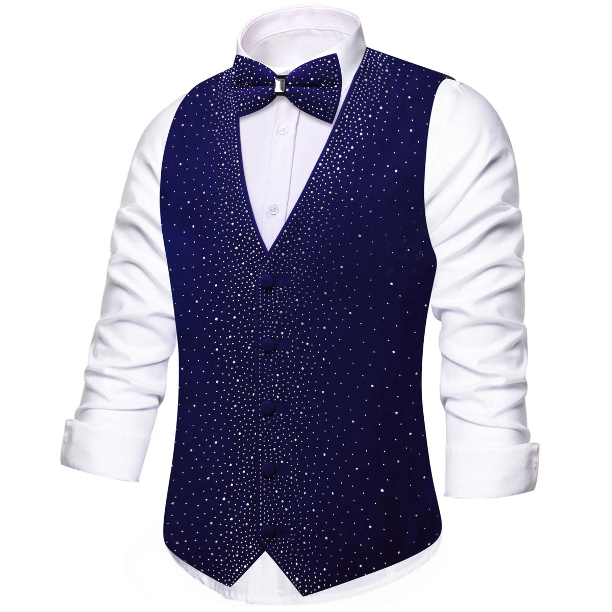 Men's Sequined Suit Vest & Bow Tie 3-Piece Set Black Green Red for Weddings & Evening Parties