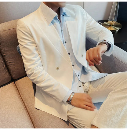 Summer Linen Breathable Suit Jacket Daily Casual Thin Blazers Men's Business Formal Suit Jacket Wedding Groom Coats Men Clothing