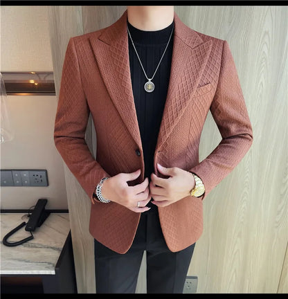 Autumn Winter Single Breasted Wedding Suit Jacket for Men Business Casual Slim Fit Blazers Banquet Party Social Suit Jackets