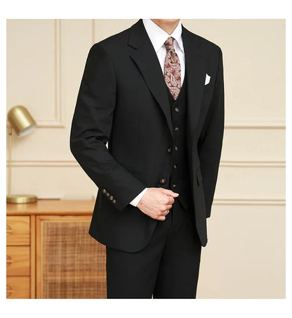 High-quality men's banquets come with a versatile and trendy business casual three-piece wedding set
