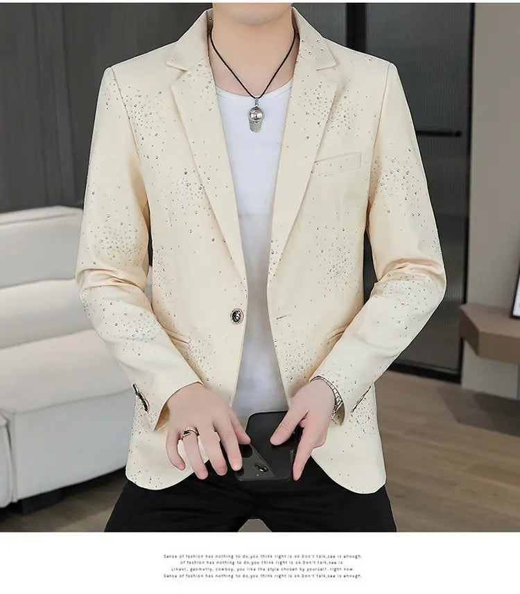 Blazer Men's Sequined High-end Hot Diamond Style Business Outdoor Travel Wedding Youth Slimming Casual High Formal Wear Blazer