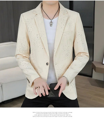 Blazer Men's Sequined High-end Hot Diamond Style Business Outdoor Travel Wedding Youth Slimming Casual High Formal Wear Blazer