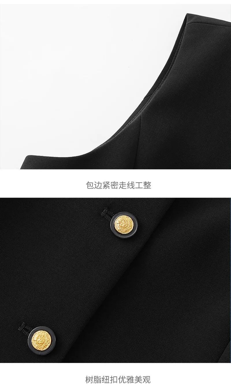 Women's Suits Vest 2026 New Spring Summer Temperament Slim Retro Thin Waistcoat Black Short Sleeveless Blazers Coat And Tops