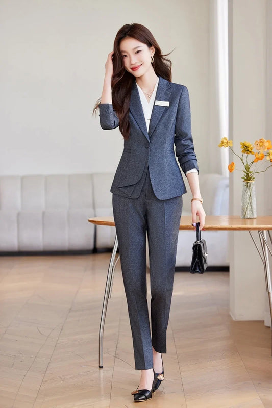 New Women's Professional Business Formal Two-Piece Suit Jacket + Pants. Elegant, Fashionable, Intellectual Temperament