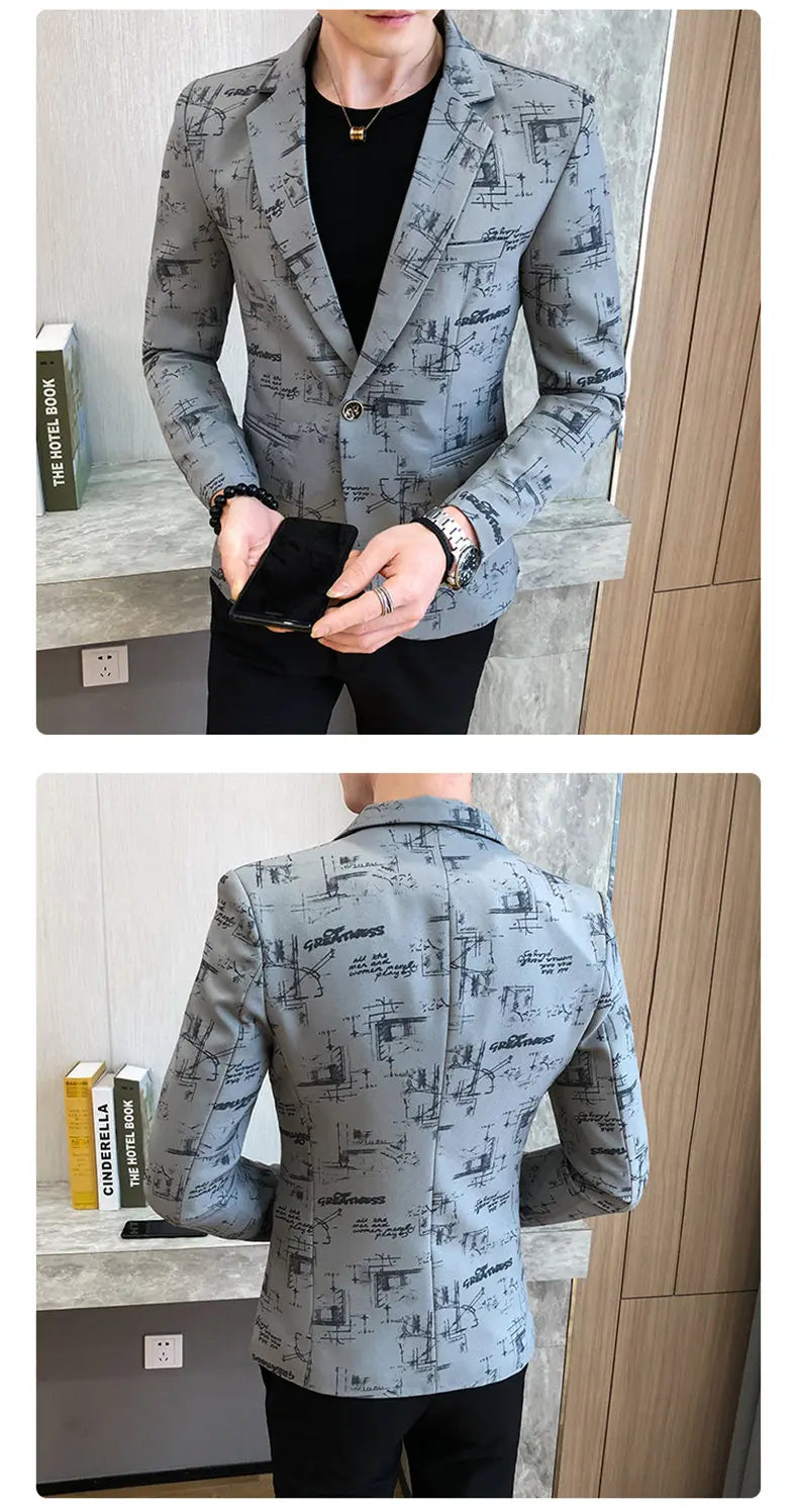 Blazer Men's Fashion Outdoor Travel Gentleman Wedding Slimming Business Versatile Trendy Casual Korean-style Formal Wear Blazer