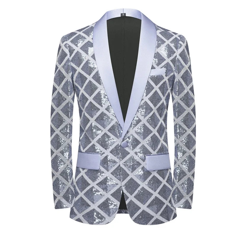 2023 New High Quality Handsome Fashion Boutique Men's Stereo Square Sequin Casual Dance Suit Jacket Boutique Fashion Suit Jacket