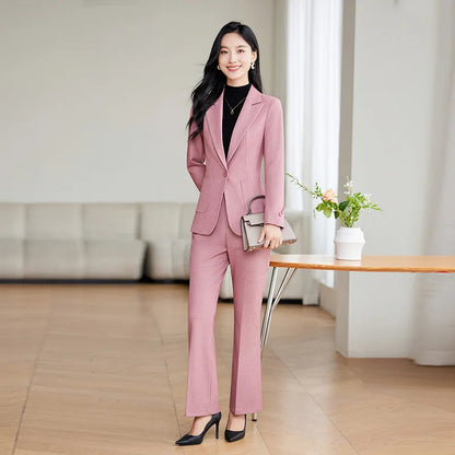 Brown Suits Women 2024 New Autumn High End Fashion Temperament Business Slim Blazer And Pants Sets Office Lady Work Wear