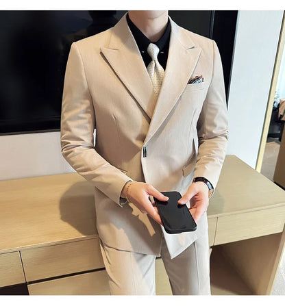 Men's 3-Piece Slim Fit Suit Set – Jacket, Vest & Pants for Wedding, Prom & Business