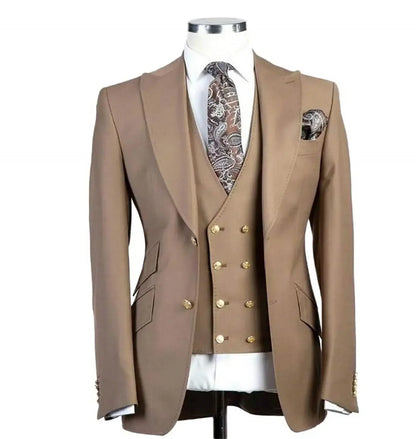Royal Blue Groom Tuxedos Peak Lapel Men Suits Wedding Best Man Blazer ( Jacket+Pants+Vest)