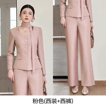 Fashionable professional women's two-piece trousers + suit jacket, exquisite elegant, 2025 autumn winter new style