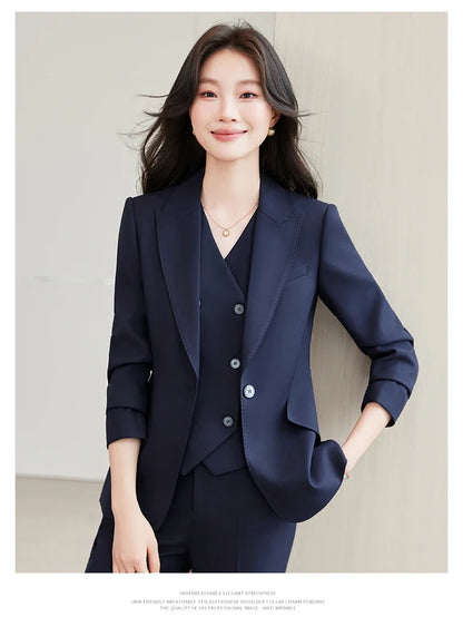 Elegant Ladies Business Chic Blazer Pants Suits Women Autumn Winter Plus Size Work Wear Outfit Jacket and Trousers Sets