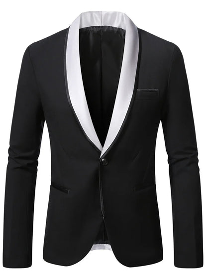 2PCS black Men's Formal Tuxedo Set Shawl Lapel Blazer And Pants Fashion Business Suit for Party Prom Wedding Groom Office Outfit