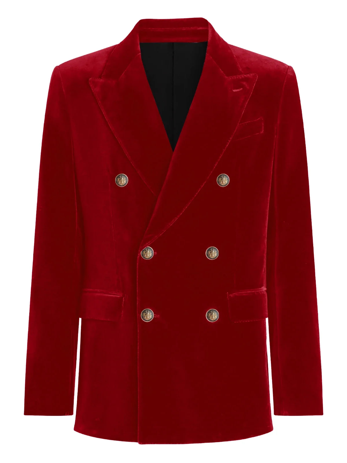 Burgundy Velvet Blazer for Men with Double Breasted Dinner Jacket Elegant Casual Slim Fit Suit Coat 2026 New