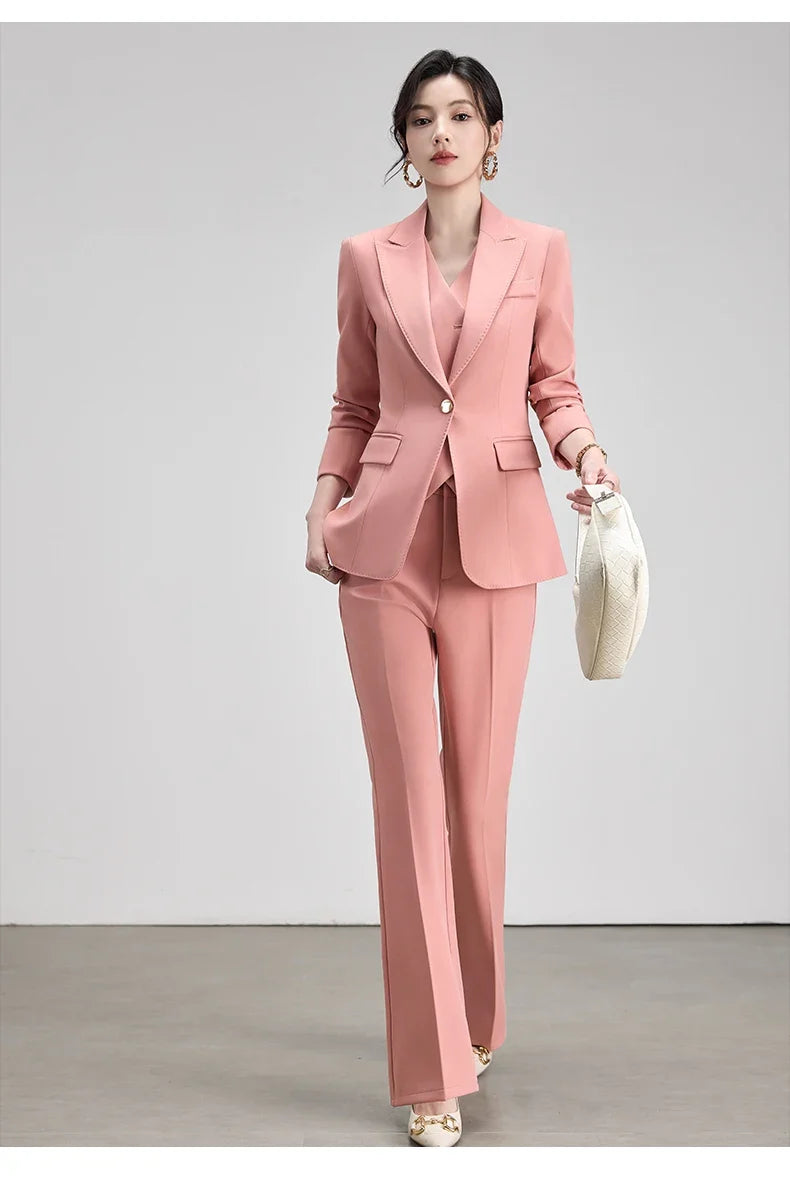 Autumn New Elegant Chic Business Formal Outfit for Women Long Sleeve Blazer and Pants Two Piece Matching Sets Trousers Suit