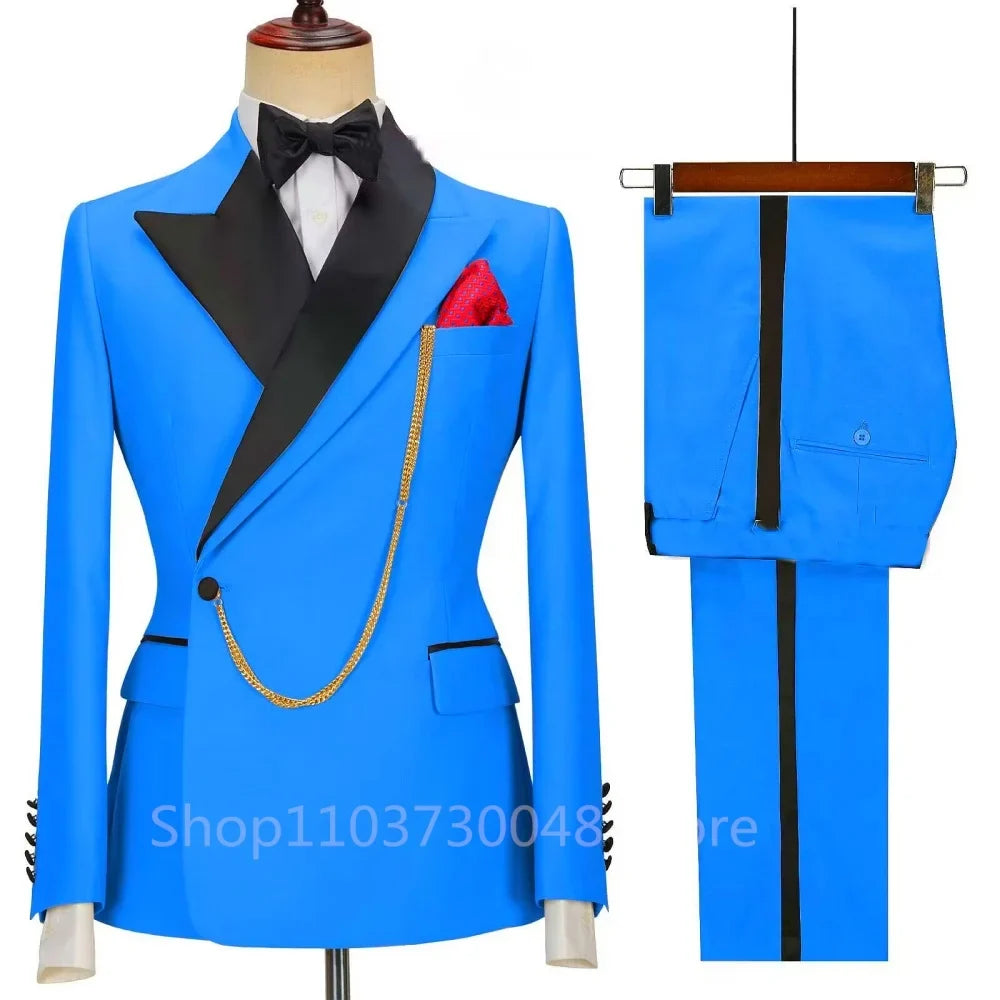 Slim Fit Monochromatic Terno De Trespassado for Men Jacket And Pants Wedding Groomsmen Formal Ternos Dinner Smalking Suit