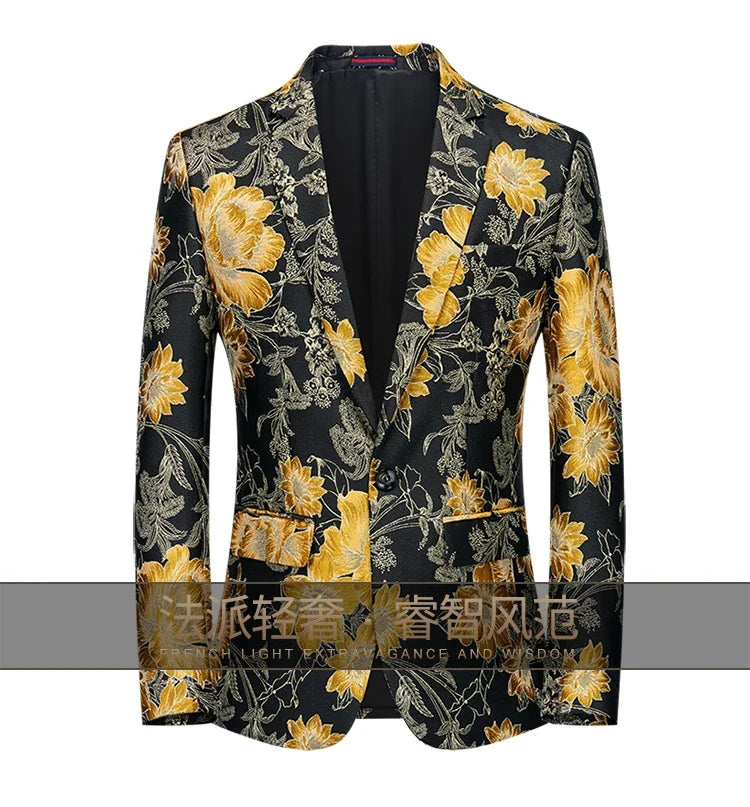 Men's High-Quality Fashion Suit Handsome Personality Stage Performance Banquet Business Casual Wear