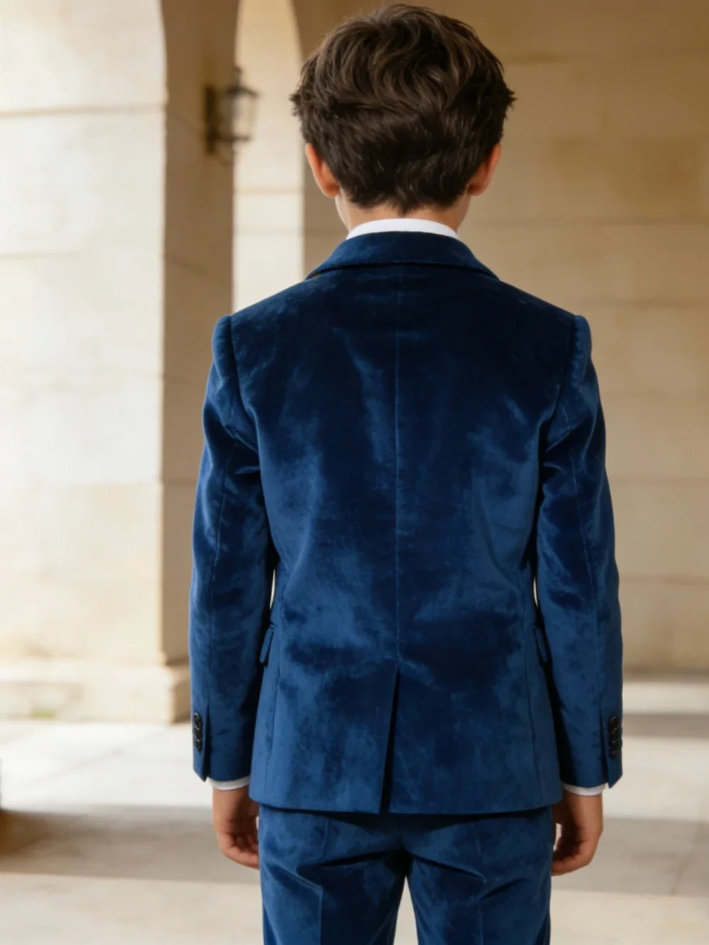 Velvet Boys Suits 2 Pieces Birthday Party Wear Notched Lapel Kids Slim Fit Suit Set Wedding Ring Bearer Outfit Plus Size Tuxedo