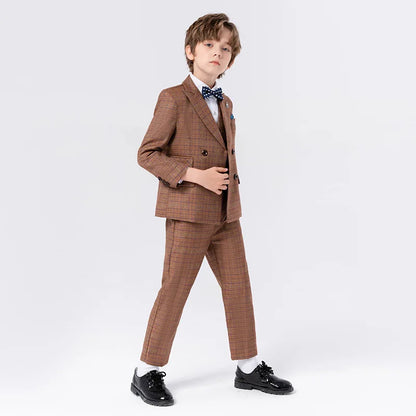 Gentleman Kids Slim 4Pieces/Set Jacket Vest Pants Bowtie Party Dress Children Ceremony Photograph Suit Boys Performance Costume