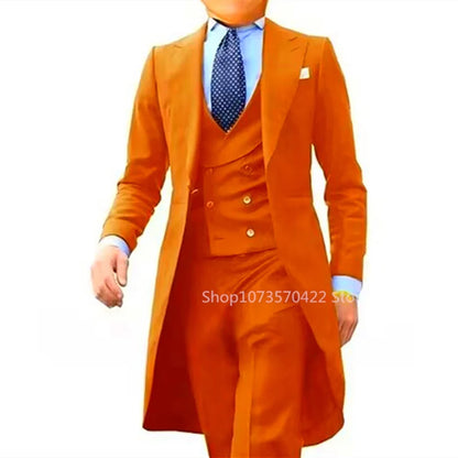 Costume queue de pie pour homme, costume de cérémonie, veste à revers pointus, gilet et pantalon pour fête, mariage, danse, performance de magie.