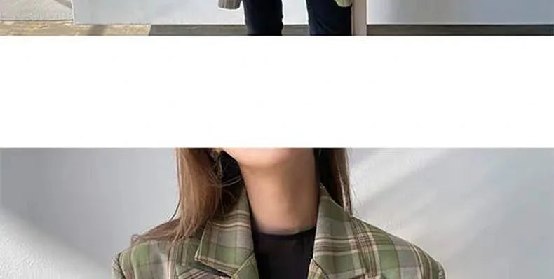 Spring Autumn 2024 British Style Women's Long Sleeve Loose Casual Plaid Jacket Elegant Outerwear Top Trendy Commute Wind