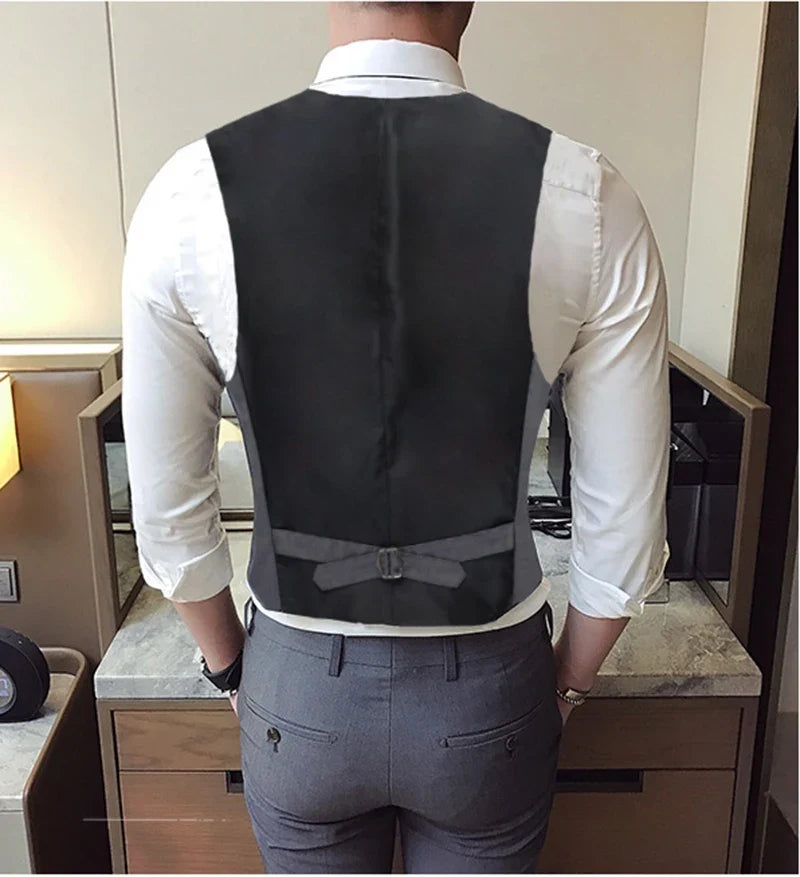Men's Single Breasted Vest – Slim Fit Formal Waistcoat for Business & Weddings | Grey, Navy Blue, Black | Plus Size up to 7XL