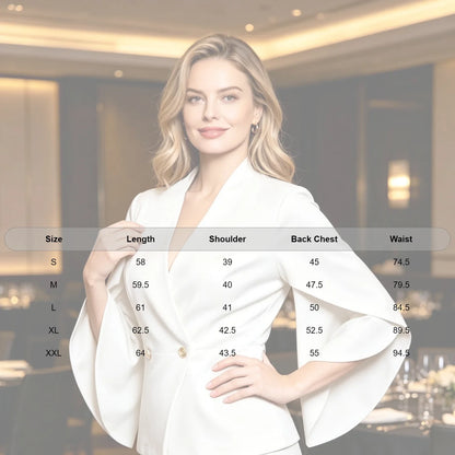 Women Business Casual Blazer V-neck Wrap Sleeves Formal Dress Suits Jacket for Weekend Party Office Work Meeting Interview