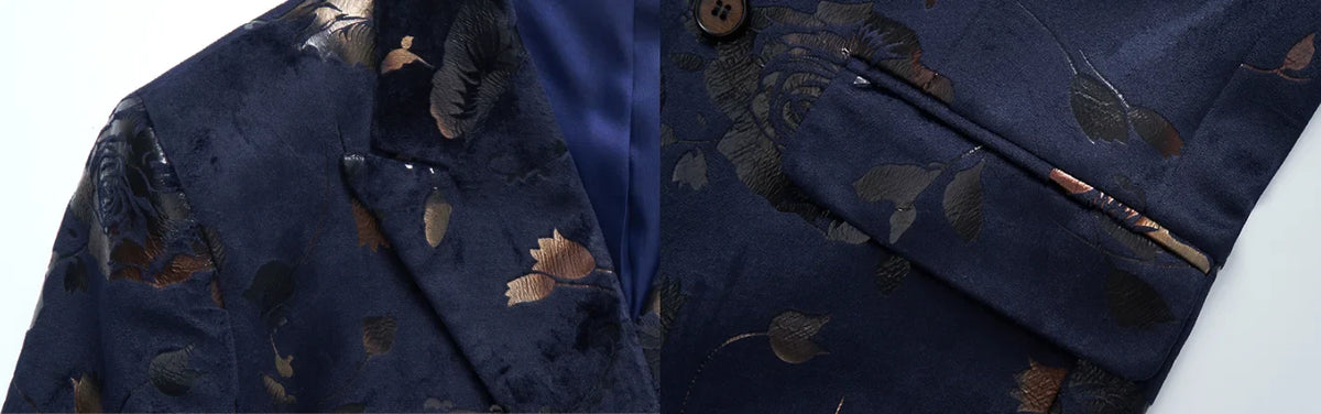 Men's Double Breasted Blazer Handsome Trend Casual Wedding Business Fashion High Quality Flowers Costume Homme De Luxe