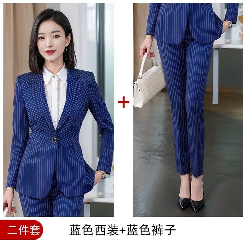Striped Fashion Women's Suit Set, High Quality Two-Piece Pants + Suit Jacket. New spring/summer 2026