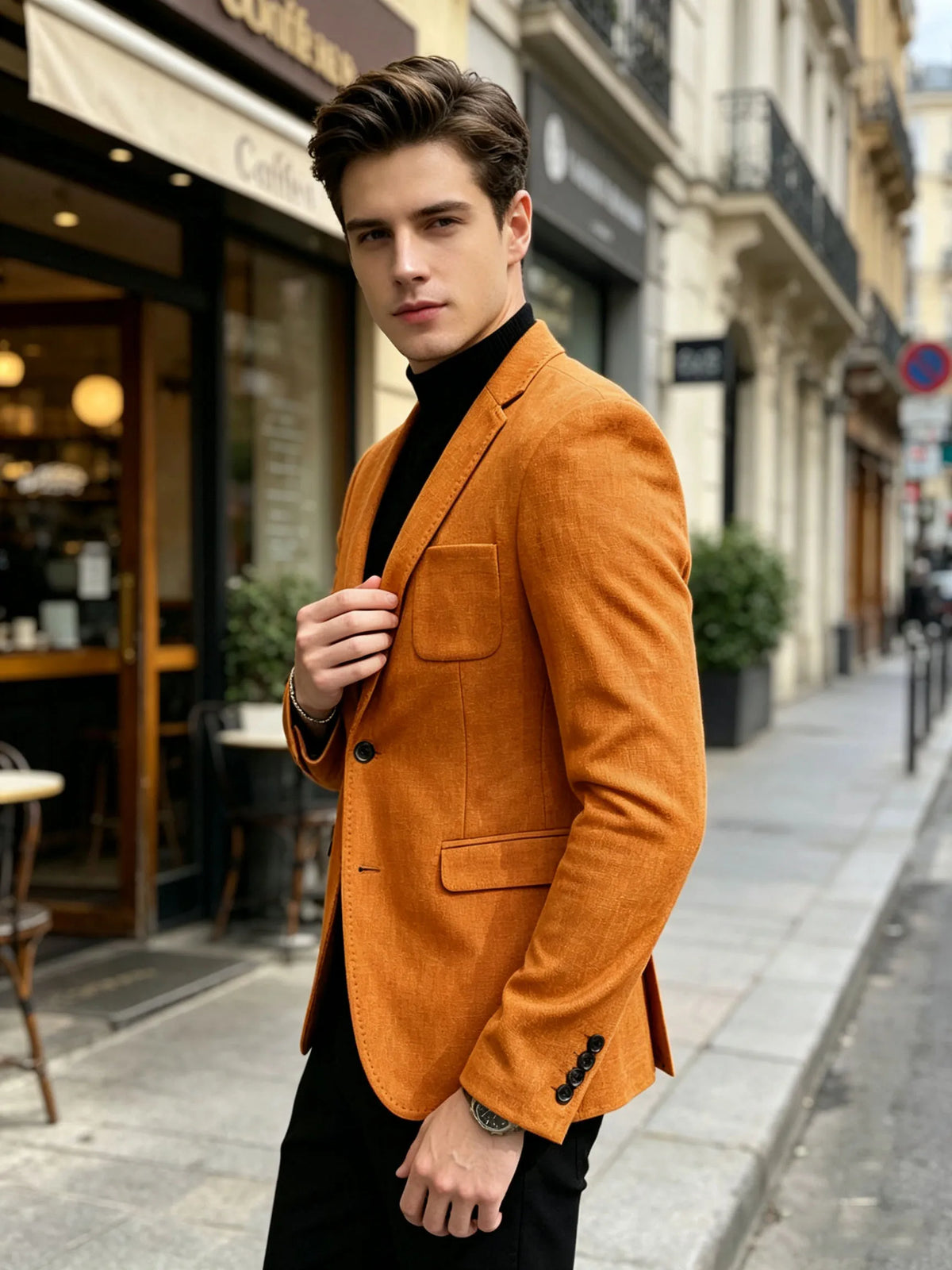 Cotton Linen Blend Men Suit Blazer Slim Fit Breathable Soft Man Jacket For Business Wedding Office Daily Vacation Outdoor Coat