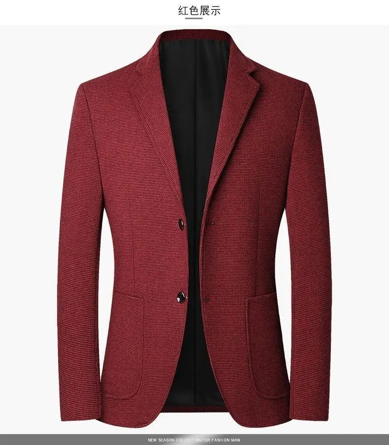 Blazer Men's Fashion Solid Color Wedding Dress Casual Host Gentleman Slim-Fitting Trendy Banquet Versatile Business Blazer