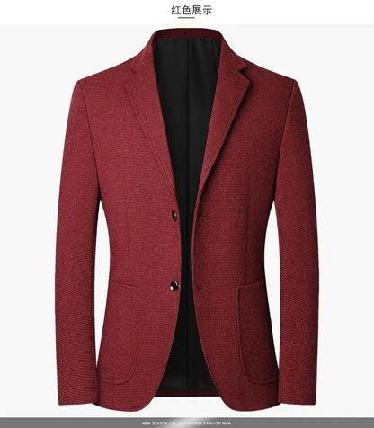 Blazer Men's Fashion Solid Color Wedding Dress Casual Host Gentleman Slim-Fitting Trendy Banquet Versatile Business Blazer