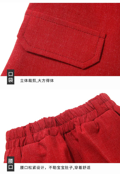 Boys Summer Suit Kids Jacket Shorts 2Pcs Photograph Suit Children Birthday Graduation Set Baby Wedding Performance Party Dress