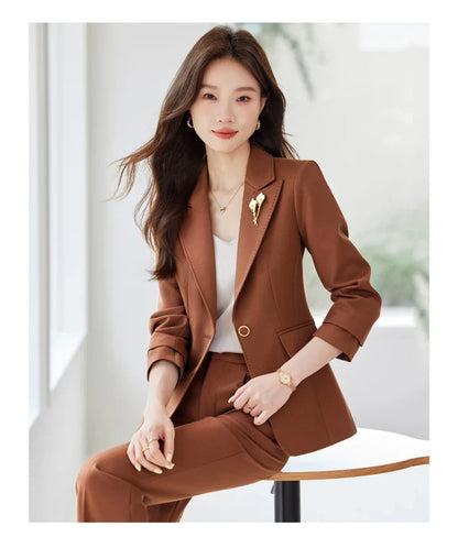 Elegant and fashionable professional women's wear, exquisite two-piece suit jacket + pants. 2025 autumn/winter new styles