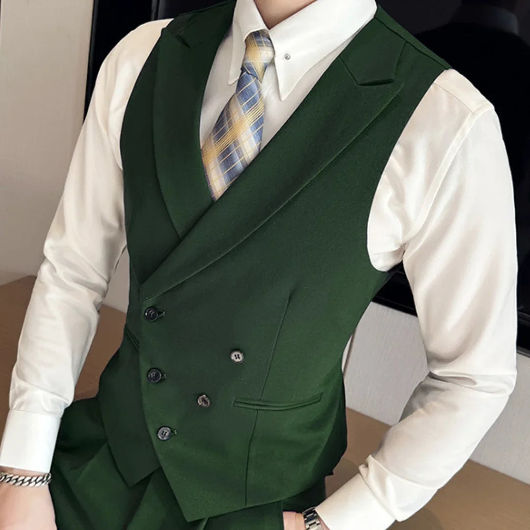 Men's Formal Vest Double Breasted Lapel Waistcoat for Weddings & Business