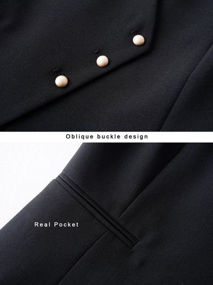 Short V-Neck Suit Vest for Women, Spring and Autumn Slant-Buttoned Top, Perfect for Office Wear and Versatile Vest