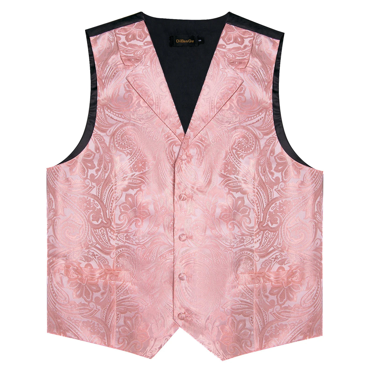 Men's Paisley Suit Vest – Single-Breasted Waistcoat with Tie, Handkerchief & Cufflinks for Weddings & Banquets