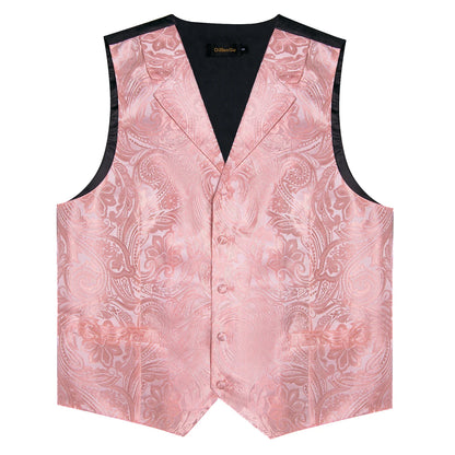 Men's Paisley Suit Vest – Single-Breasted Waistcoat with Tie, Handkerchief & Cufflinks for Weddings & Banquets